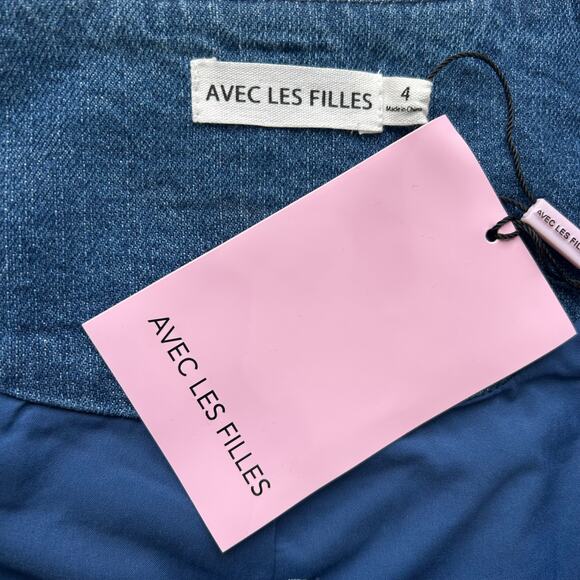 Avec Les Filles Denim Western Embroidered Snap Button Dress Size 4 - Picture 10 of 11